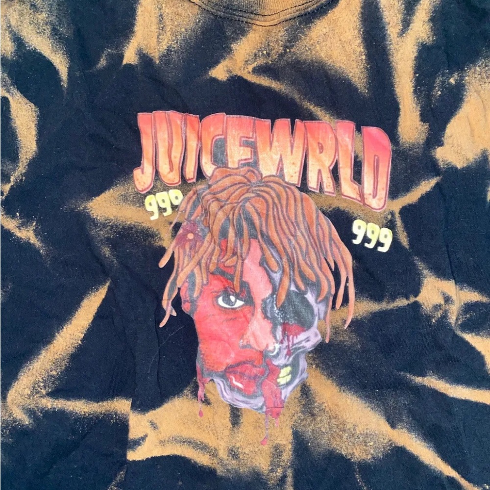 Juice Wrld 999 Tie Dye Bleach Black Short Sleeve Tour Tee Men’s